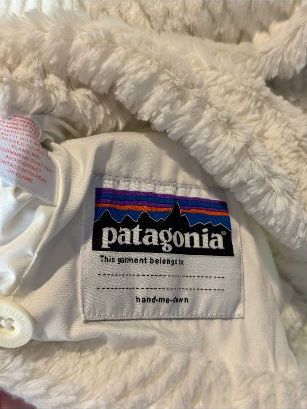Patagonia Kids White Faux-Fur Jacket 12M